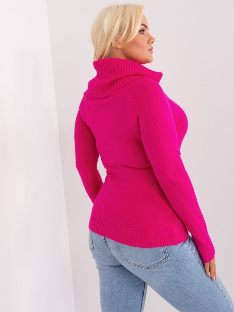 Sweter damski, plus size, różowy, P-M