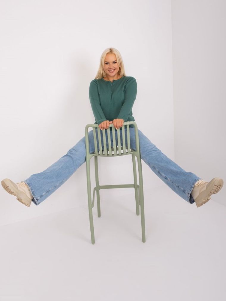 Sweter damski, plus size, zielony, P-M