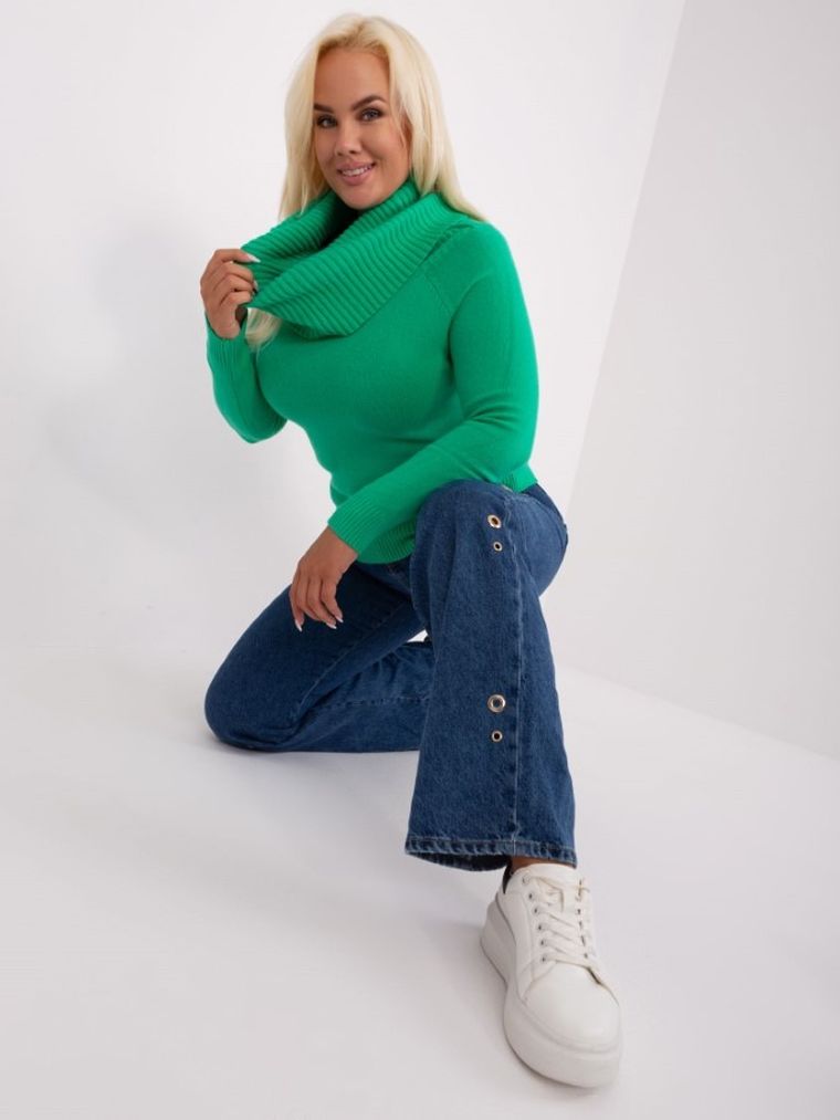 Sweter damski, plus size, zielony, P-M