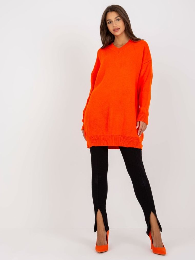 Sweter damski, pomarańczowy, Rue Paris