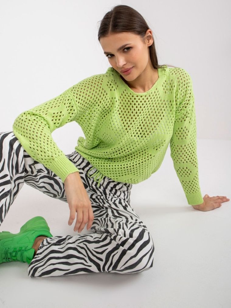 Sweter damski z kapturem, zielony, Rue Paris