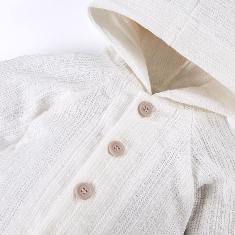 Sweter dziewczęcy z kapturem, rozpinany, ecru, Eevi