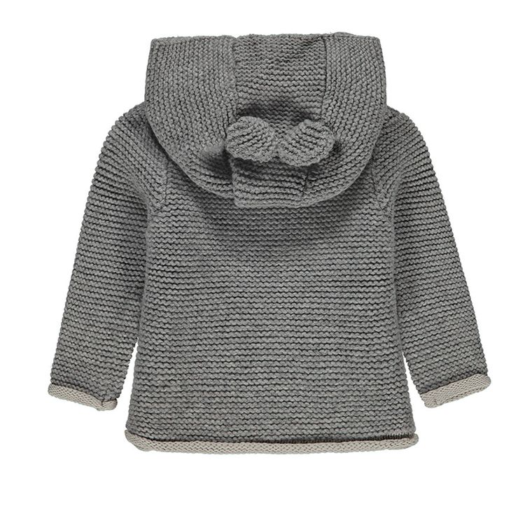 Sweter dziewczęcy z kapturem, rozpinany, szary, Kanz