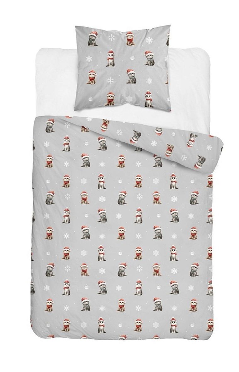 Świąteczne koty, 2-częściowy komplet pościeli, 160-200 cm