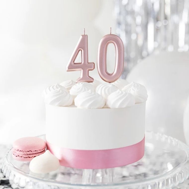 Świeczka, cyfra 0, różowe złoto