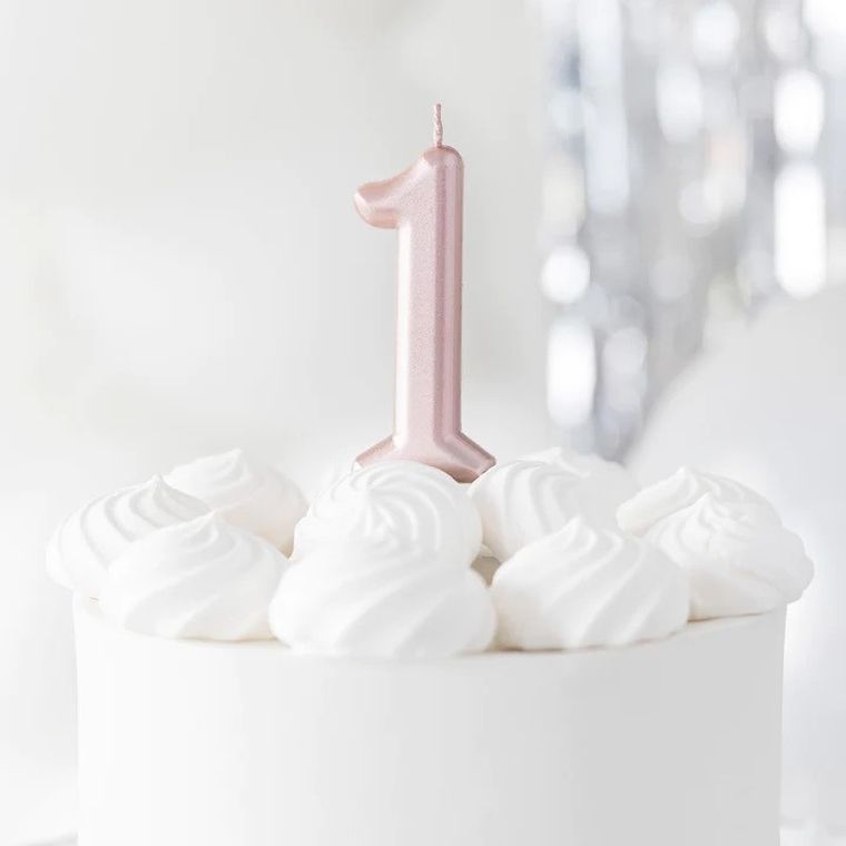 Świeczka, cyfra 1, różowe złoto