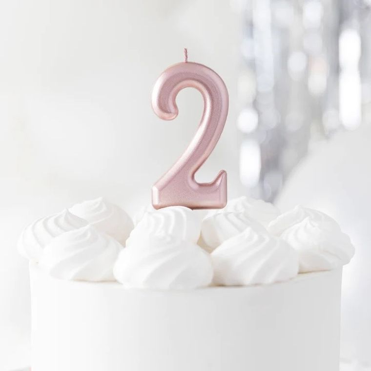 Świeczka, cyfra 2, różowe złoto