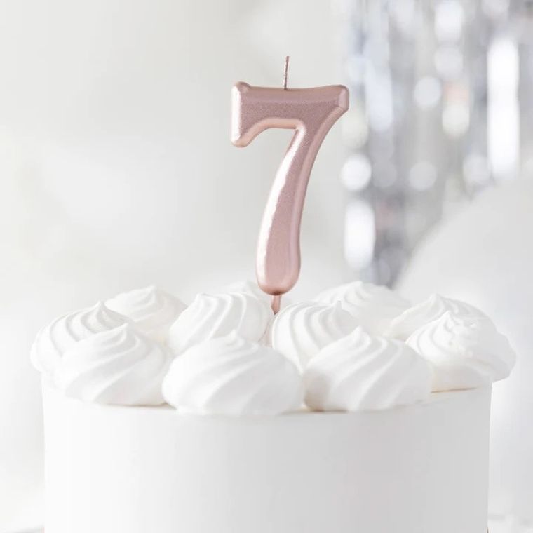 Świeczka, cyfra 7, różowe złoto