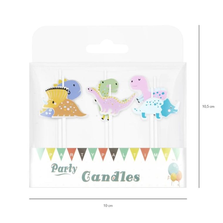 Świeczki urodzinowe, dinozaury, 6 szt.
