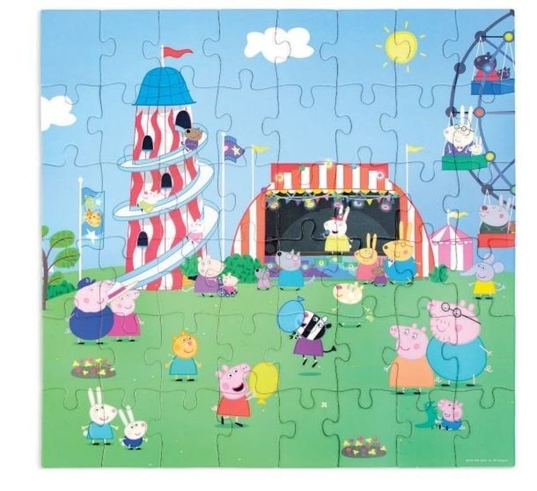 Świnka Peppa, puzzle drewniane w puszce, 48 elementów