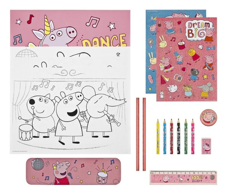 Świnka Peppa, zestaw szkolny w saszetce torebce