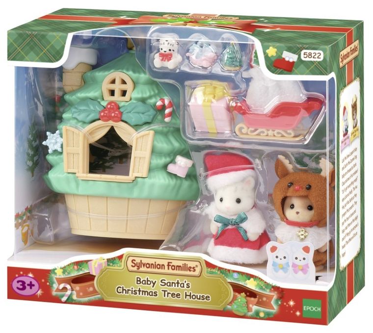 Sylvanian Families, Domek Drzewko Świętczne, zestaw z figurkami i akcesoriami, 5822