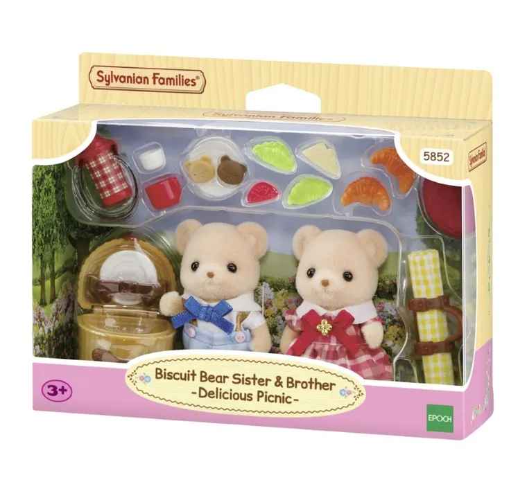 Sylvanian Families, Piknik rodzeństwa ciasteczkowych misiów, zestaw z figurkami, 5852