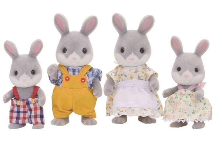 Sylvanian Families, rodzina szarych króliczków, zestaw figurek, 4030
