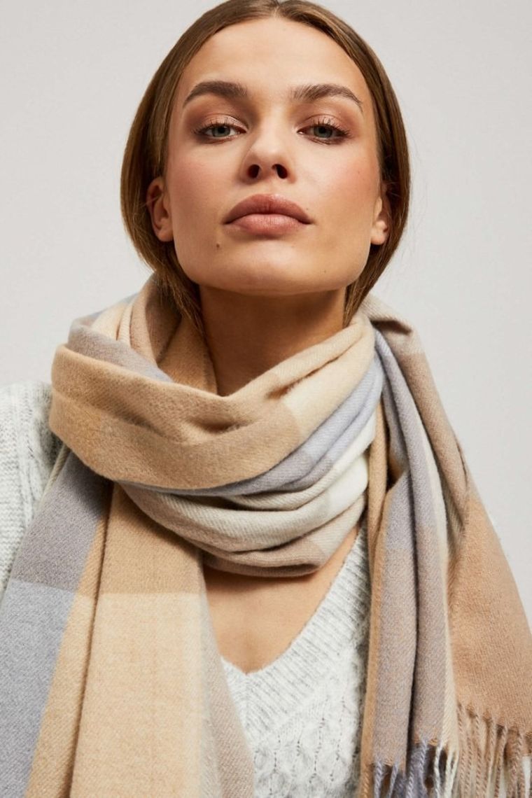 Szalik damski, beżowy, Moodo