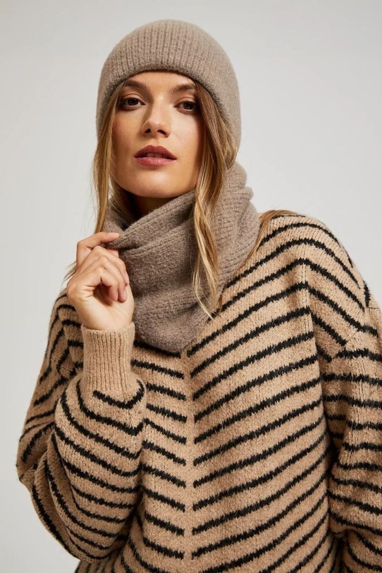 Szalik damski, beżowy, Moodo