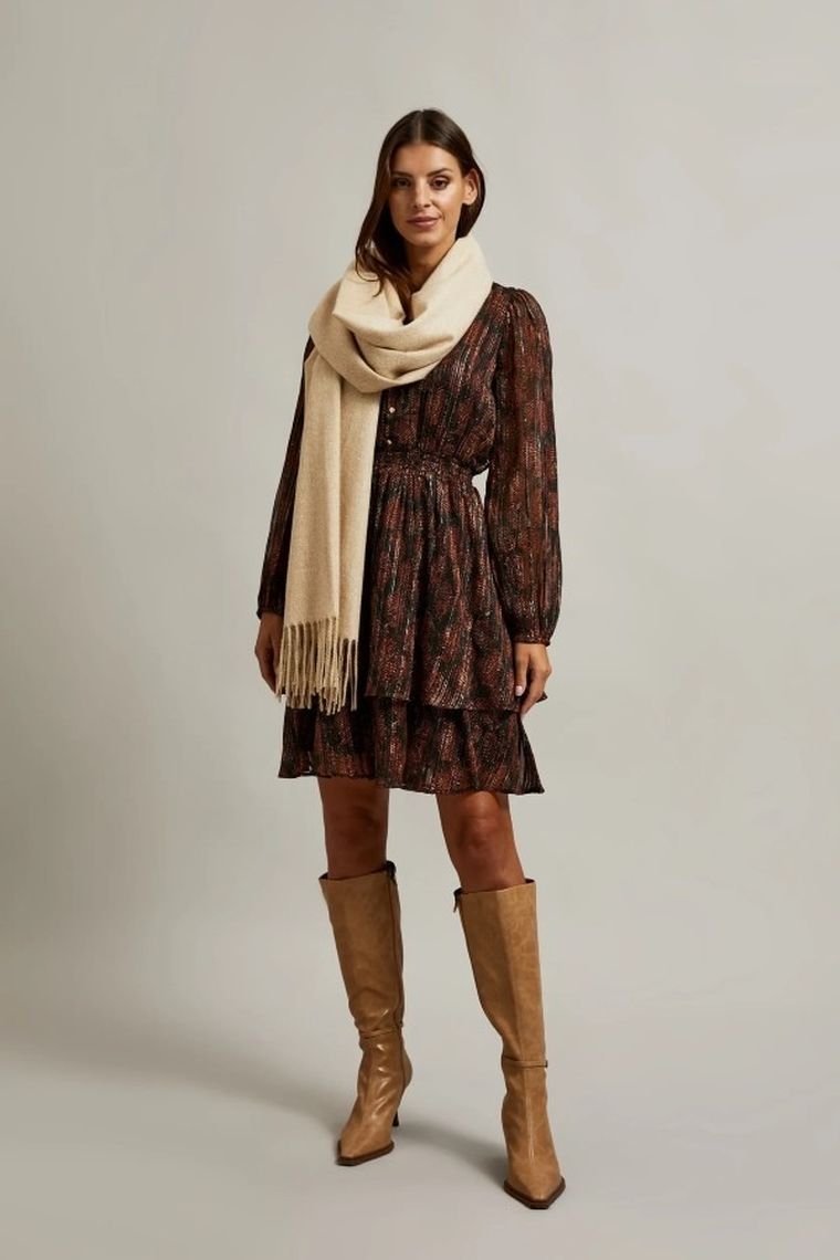 Szalik damski, beżowy, Moodo