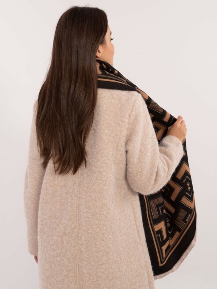 Szalik damski z wełną, czarny, Italy Moda