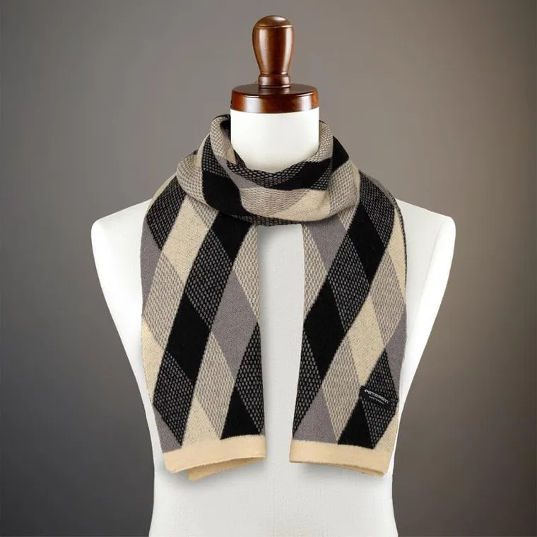 Szalik męski, beżowo-czarny, Peterson