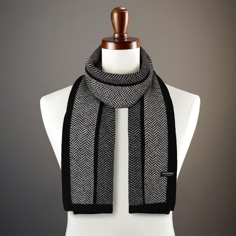 Szalik męski, czarno-szary, Peterson