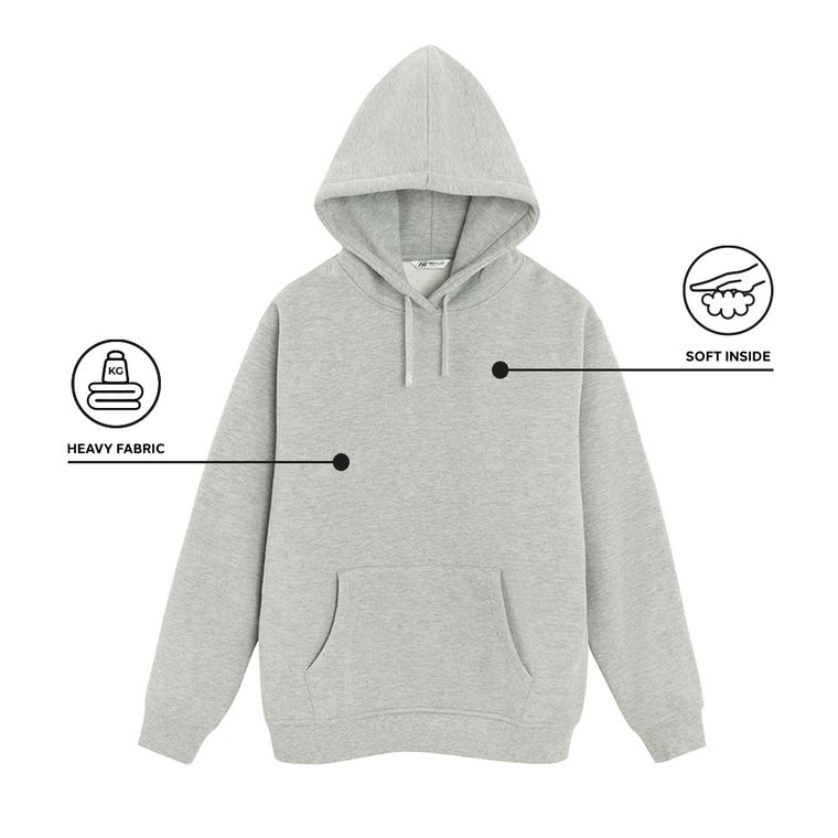 Szara bluza unisex oversize z kapturem NOWEAR