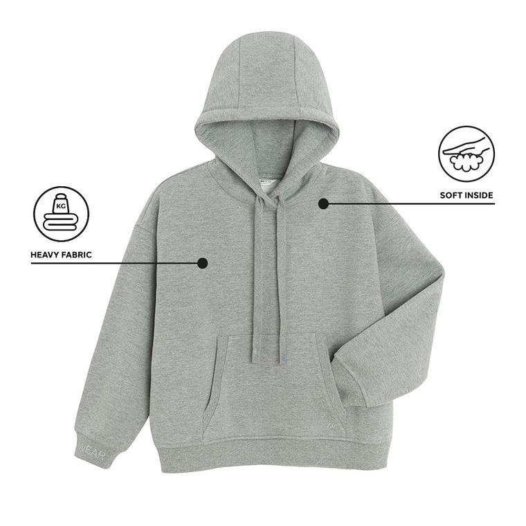Szara bluza z kapturem o kroju oversize NOWEAR