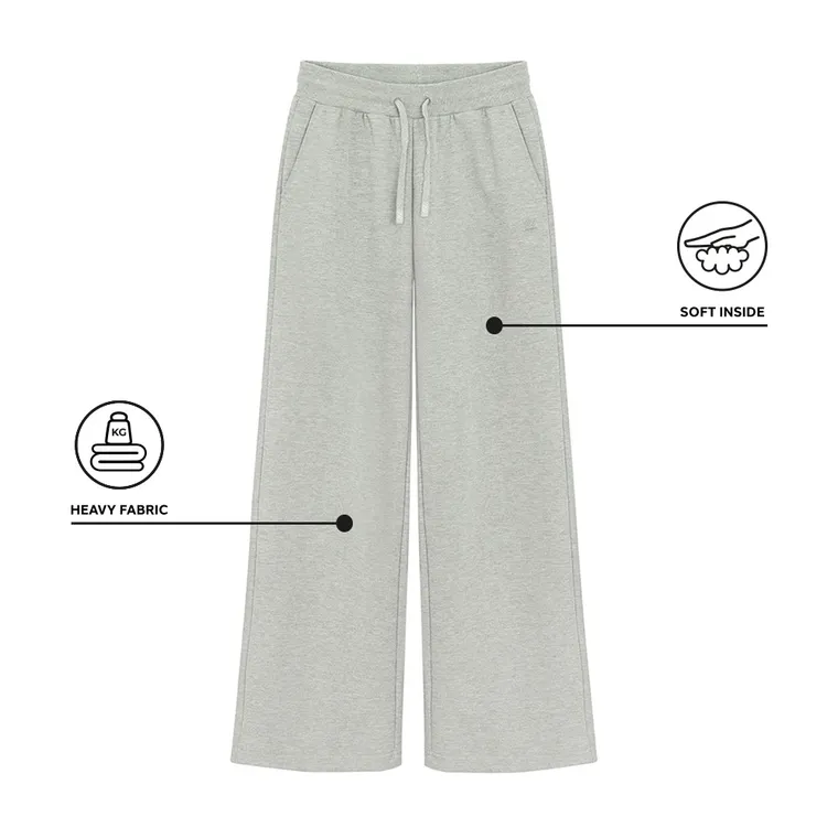 Szare spodnie dresowe z szeroką nogawką wide oversize NOWEAR