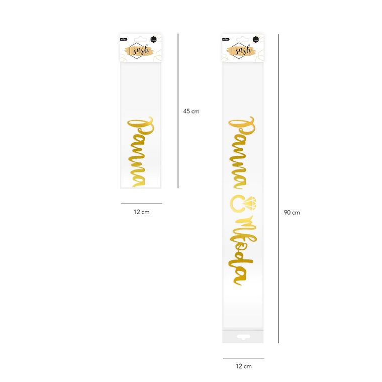 Szarfa, Panna Młoda, złota, 160 cm