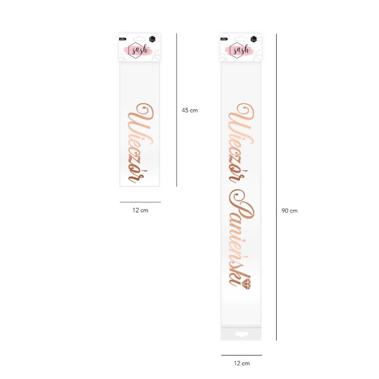 Szarfa, Wieczór Panieński, różowe złoto, 160 cm