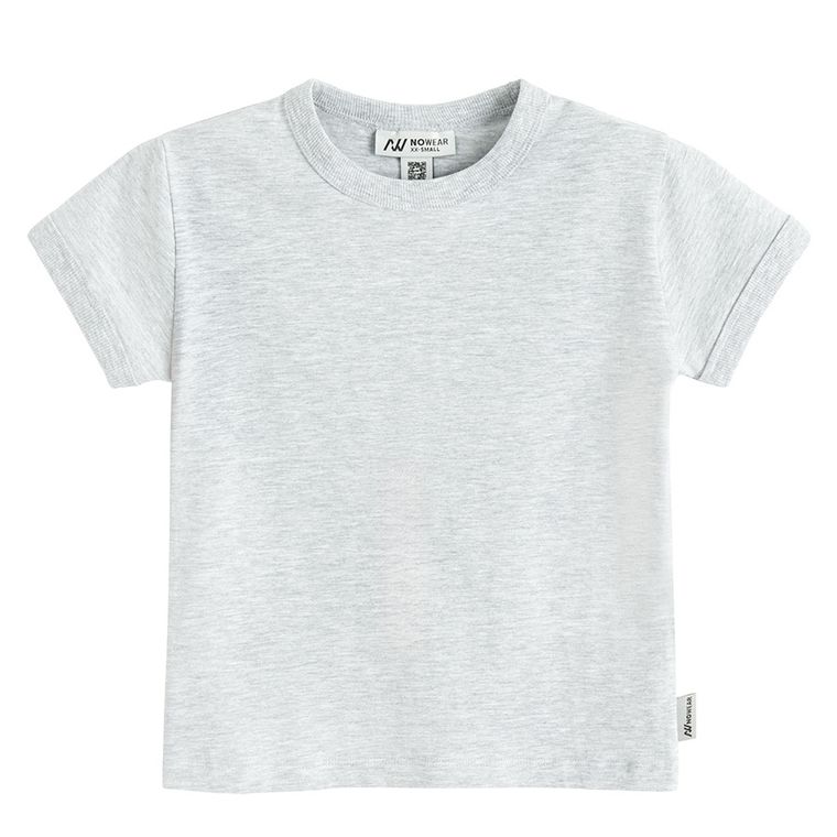 Szary t-shirt basic z bawełną czesaną NOWEAR