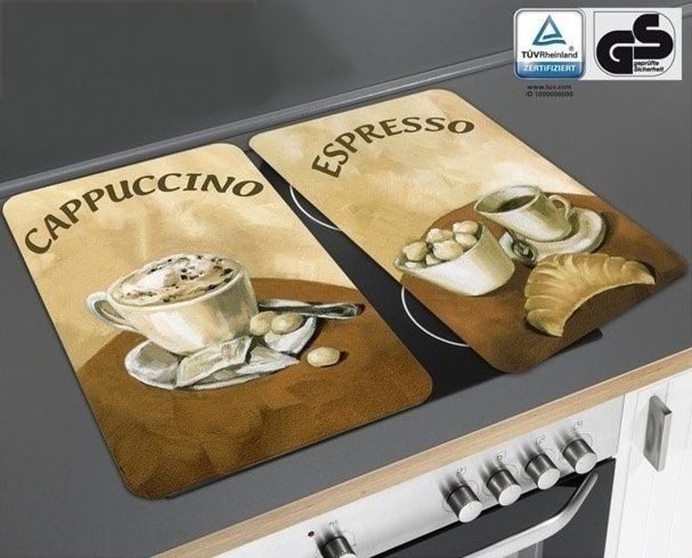 Szklane płyty ochronne, coffee, na kuchenkę, 2 szt.