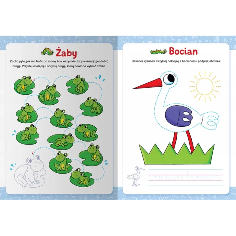 Szlaczki zwierzaczki. Edukacyjna książeczka z naklejkami