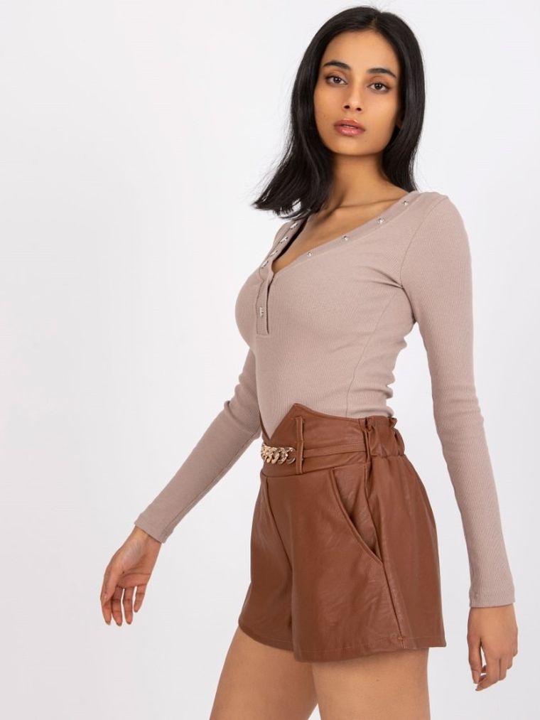 Szorty damskie, brązowe, Italy Moda