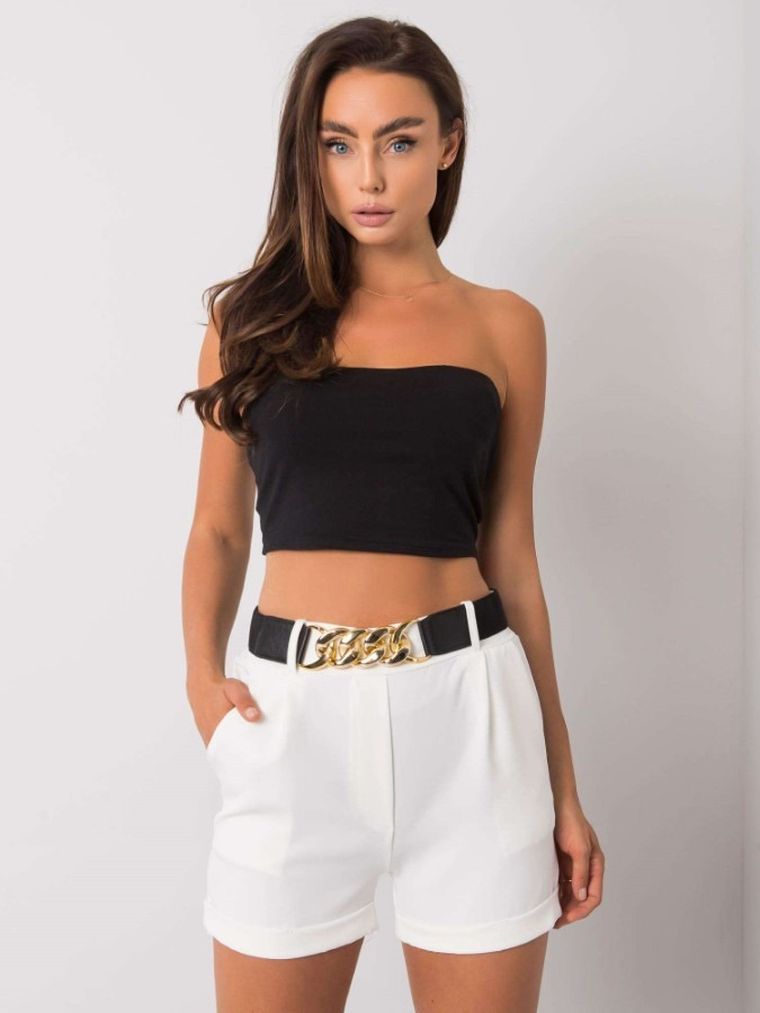 Szorty damskie, ecru, Italy Moda