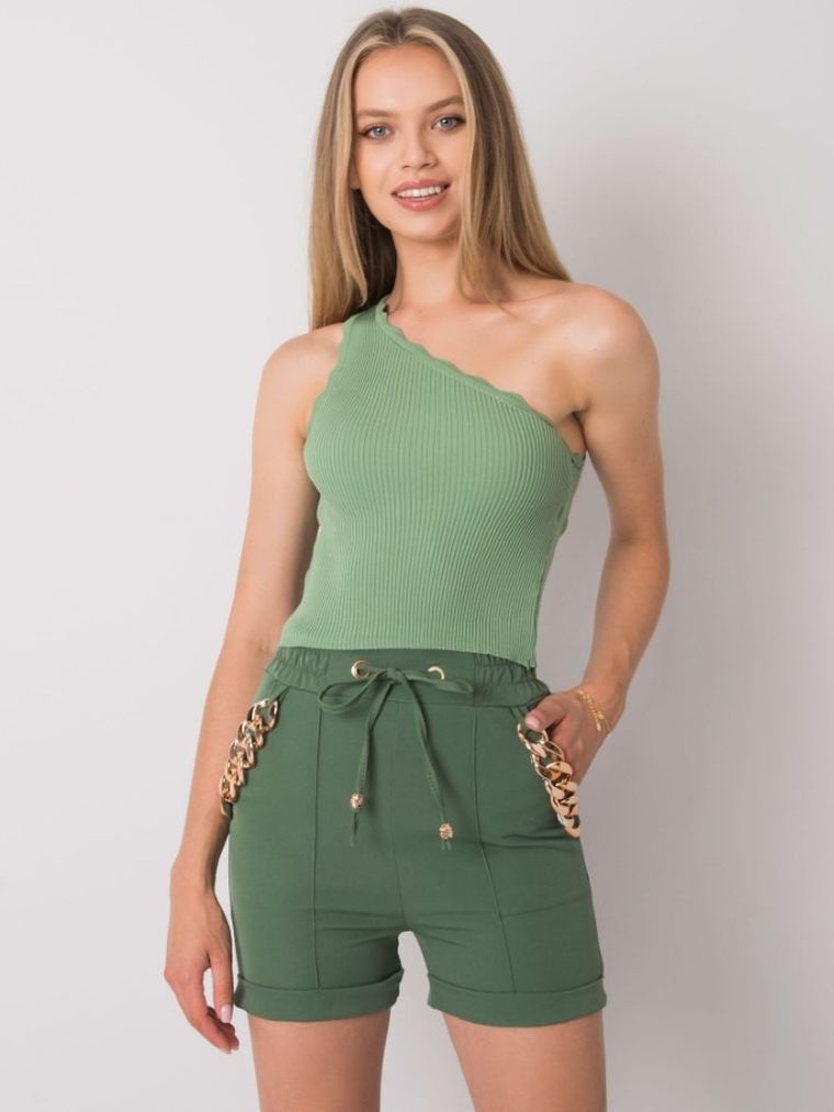 Szorty damskie, khaki, Italy Moda