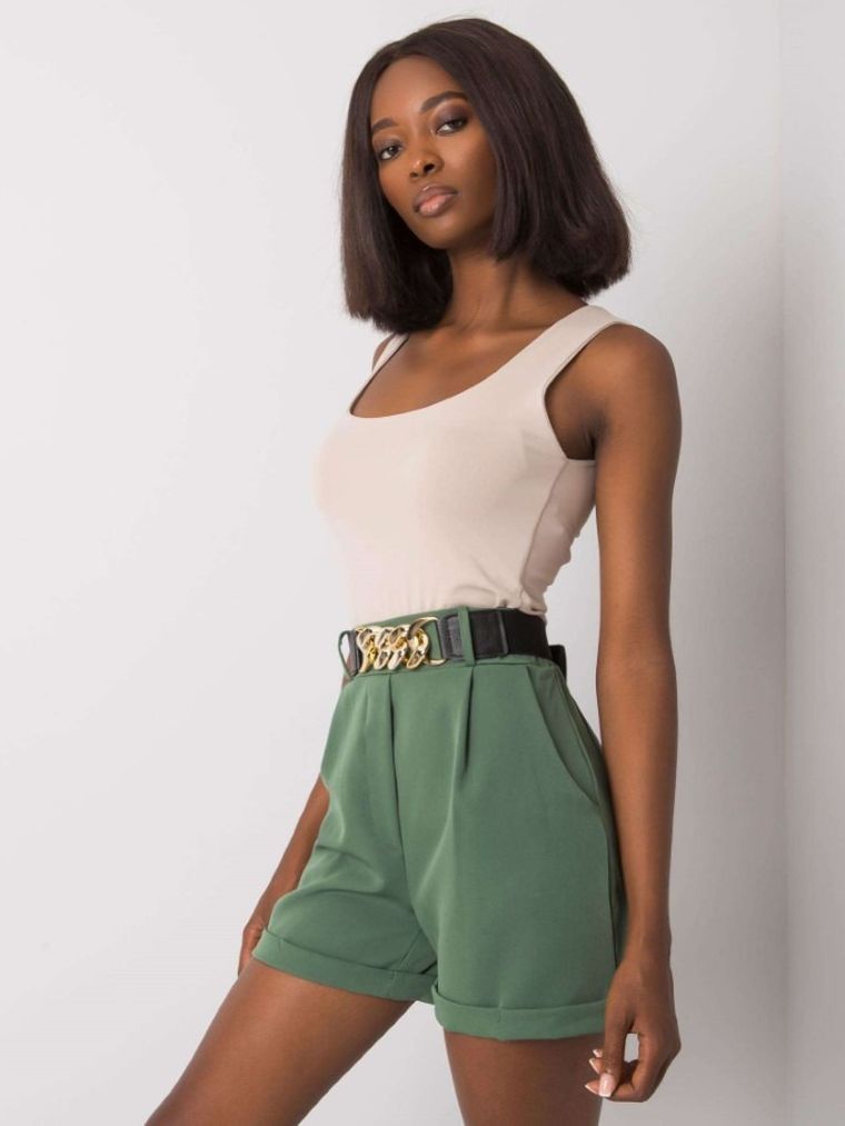 Szorty damskie, khaki, Italy Moda