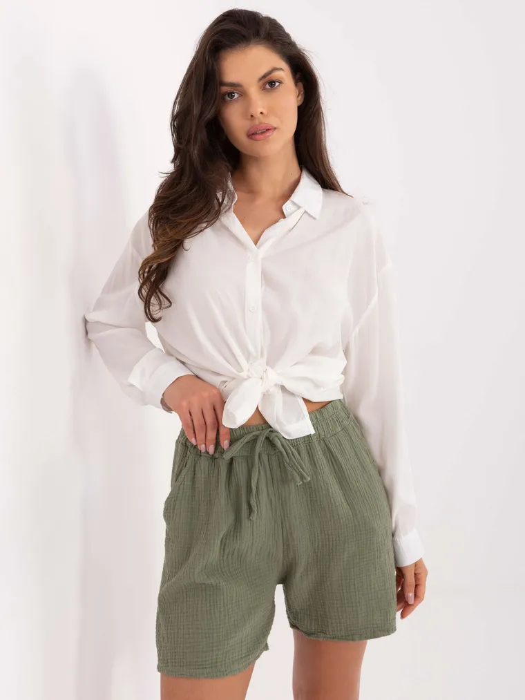 Szorty damskie, khaki, Italy Moda