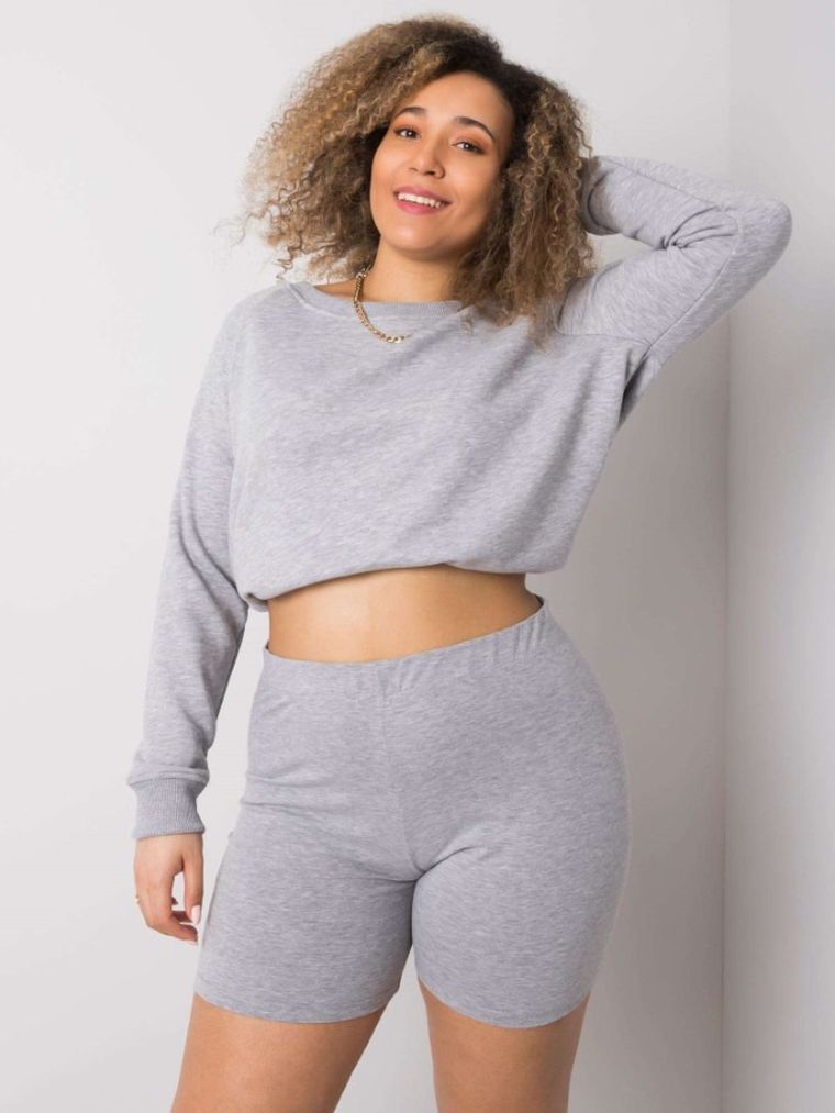 Szorty damskie, plus size, szare, Basic Feel Good