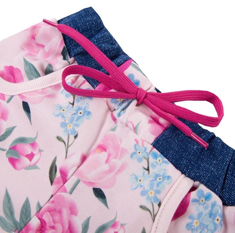 Szorty dziewczęce, różowe, kwiaty, Eevi