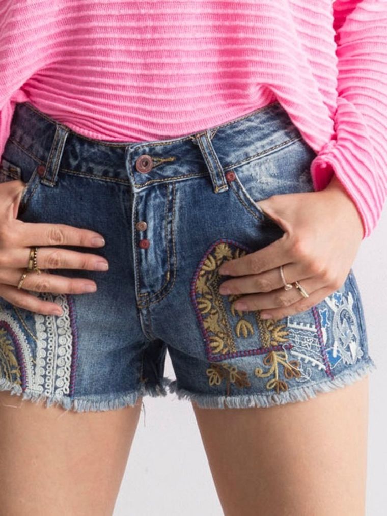 Szorty jeansowe damskie, niebieskie, Italy Moda