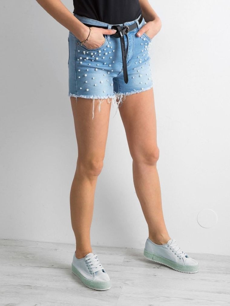 Szorty jeansowe damskie, niebieskie, Italy Moda