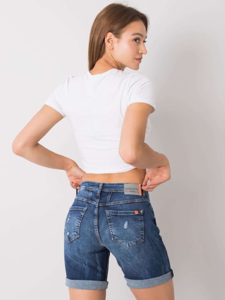 Szorty jeansowe damskie, niebieskie, Sublevel