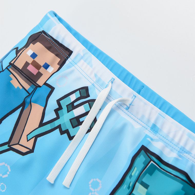 Szorty kąpielowe chłopięce, niebieskie, Minecraft