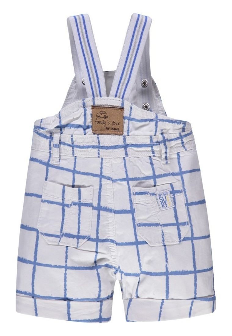 Szorty ogrodniczki chłopięce, białe, Kanz