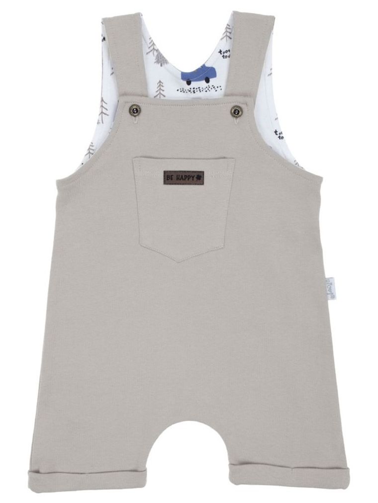 Szorty ogrodniczki chłopięce, szare, Nicol