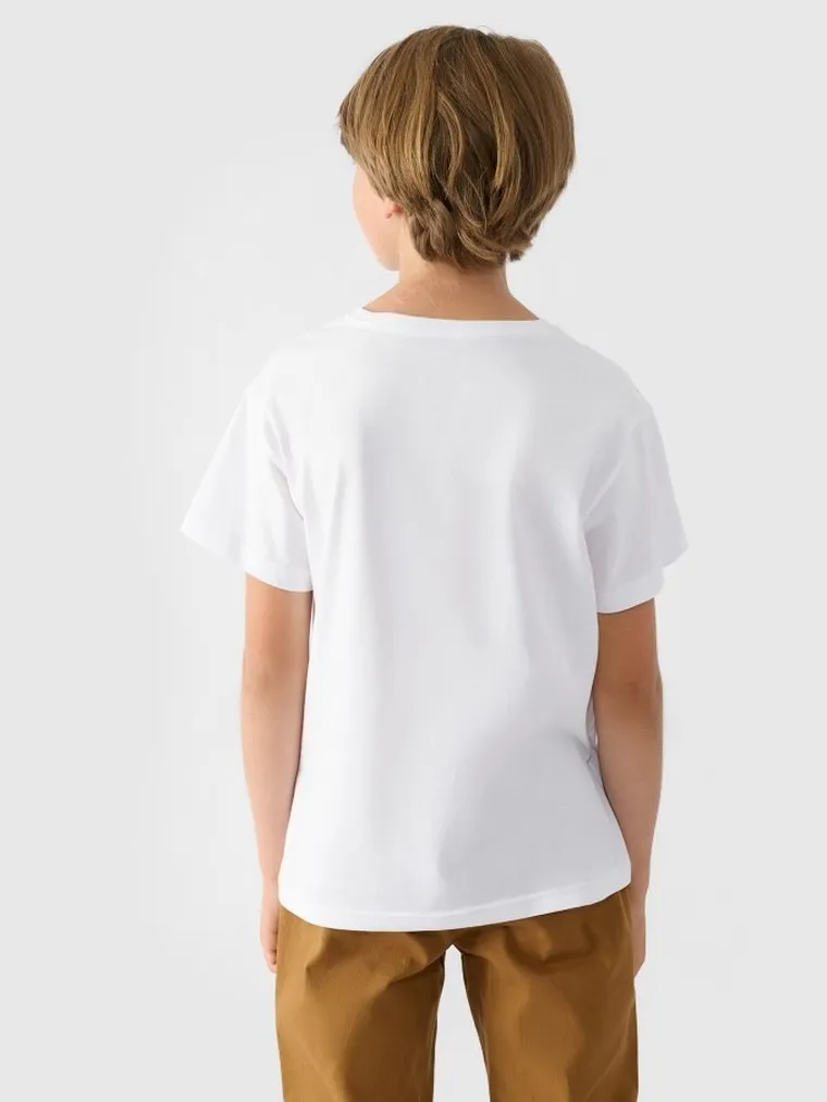 T-shirt chłopięcy, biały, 4F