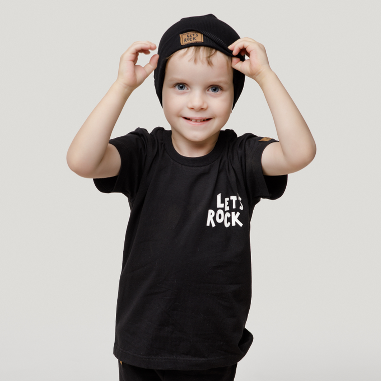 T-shirt chłopięcy, czarny, Pinokio