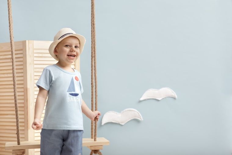 T-shirt chłopięcy, niebieski, Sailor, Pinokio