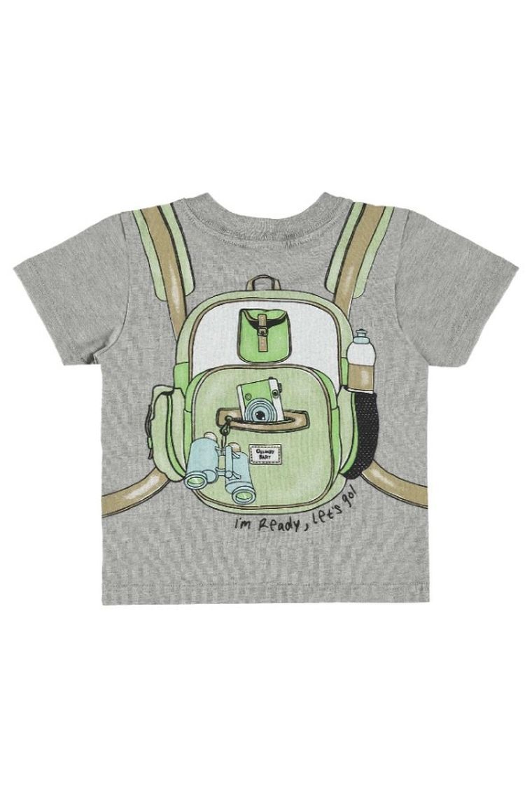 T-shirt chłopięcy, szary, Quimby