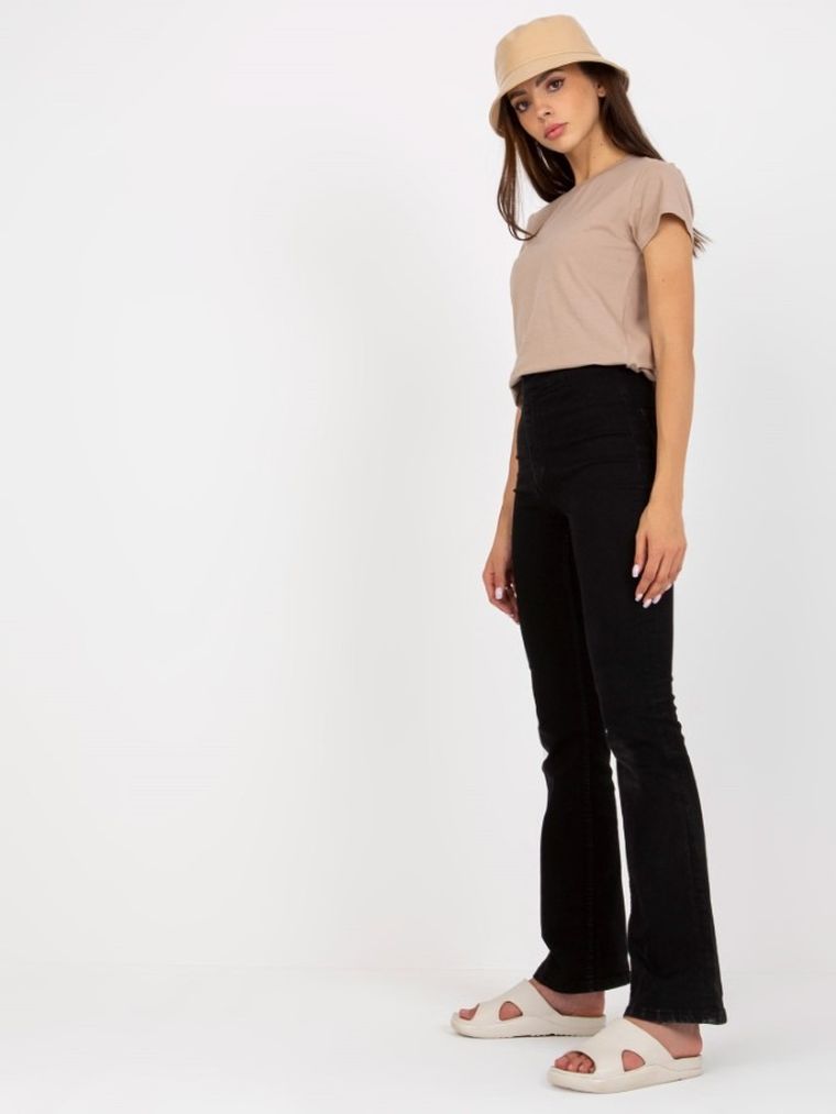 T-shirt damski, beżowy, Basic Feel Good